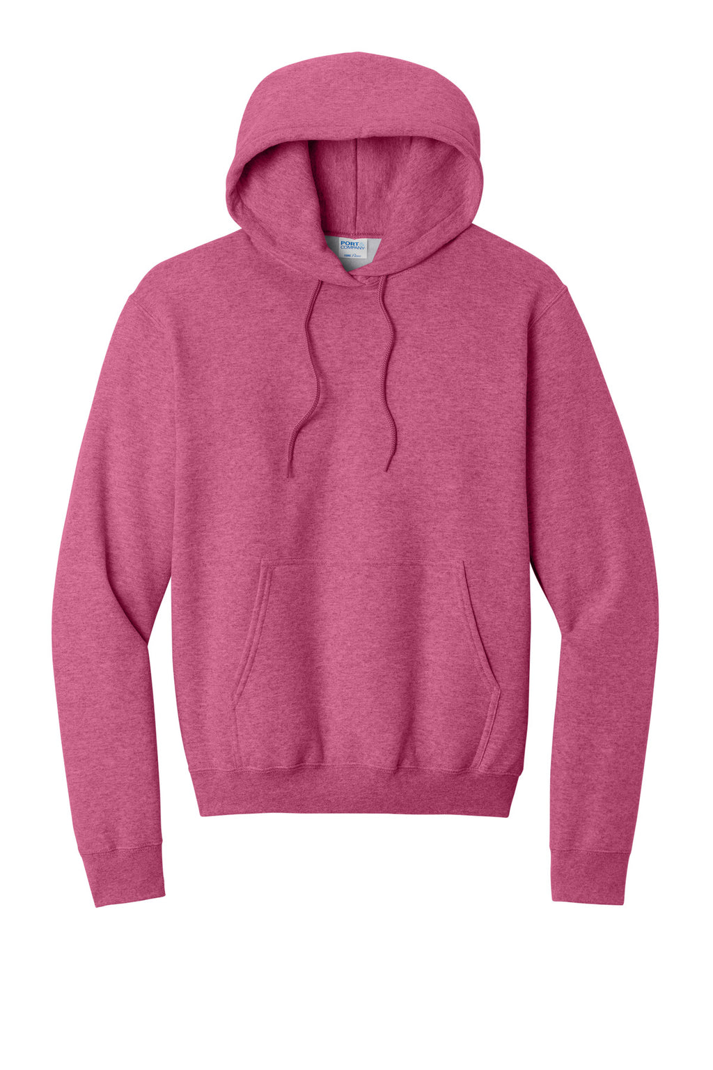 Front View of Hthr Sangria Port & Co Core Fleece Pullover Hooded Sweatshirt. PC78H