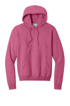 Front View of Hthr Sangria Port & Co Core Fleece Pullover Hooded Sweatshirt. PC78H