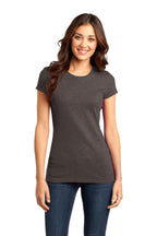 Front View of Hthrd Brown District Women's Fitted Very Important Tee . DT6001