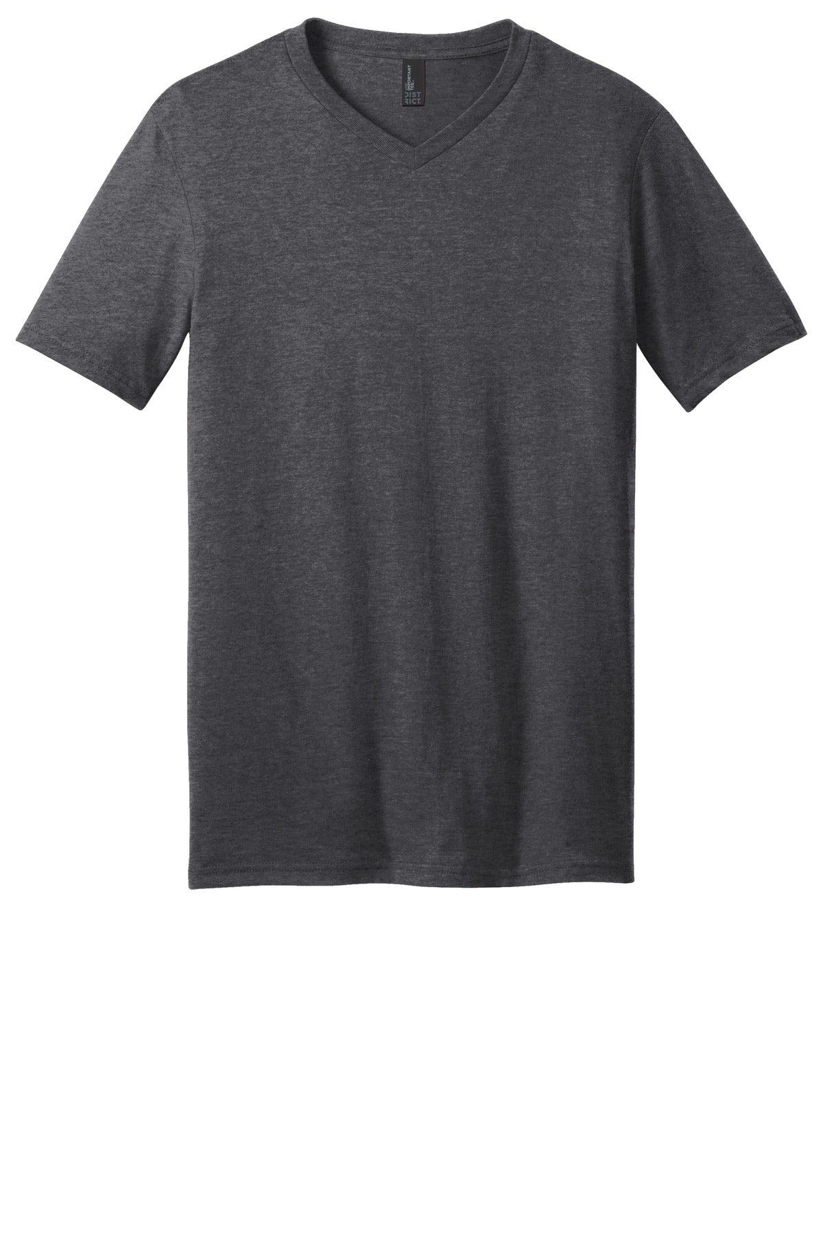 Front View of Hthrd Charcoal District Very Important Tee V-Neck. DT6500