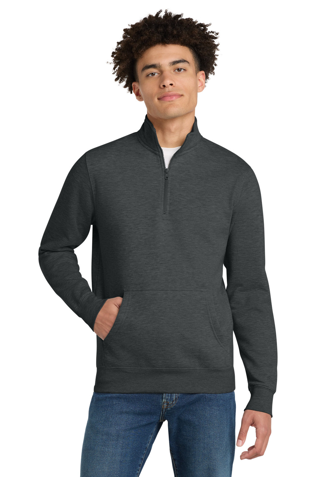 Front View of Hthrd Charcoal District V.I.T. Fleece 1/4-Zip DT6106