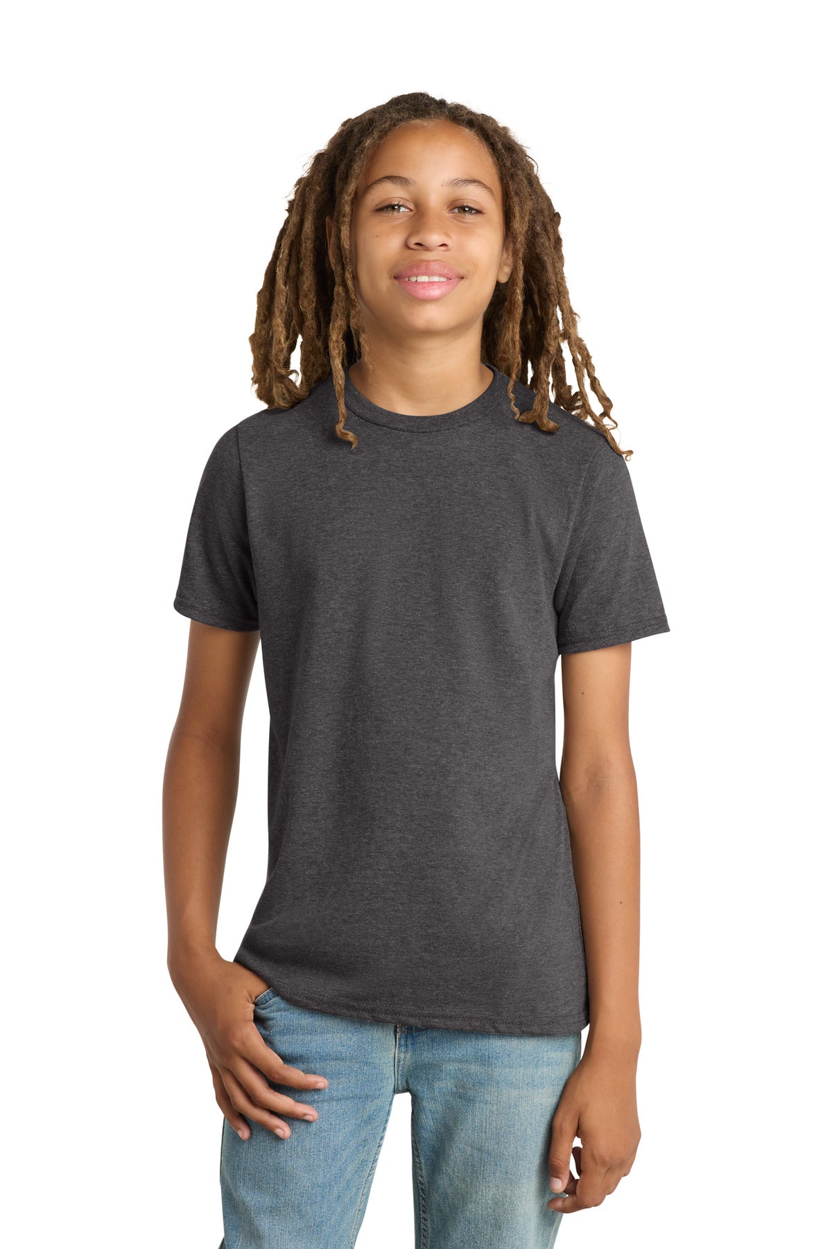 Front View of Hthrd Charcoal District Youth Very Important Tee . DT6000Y