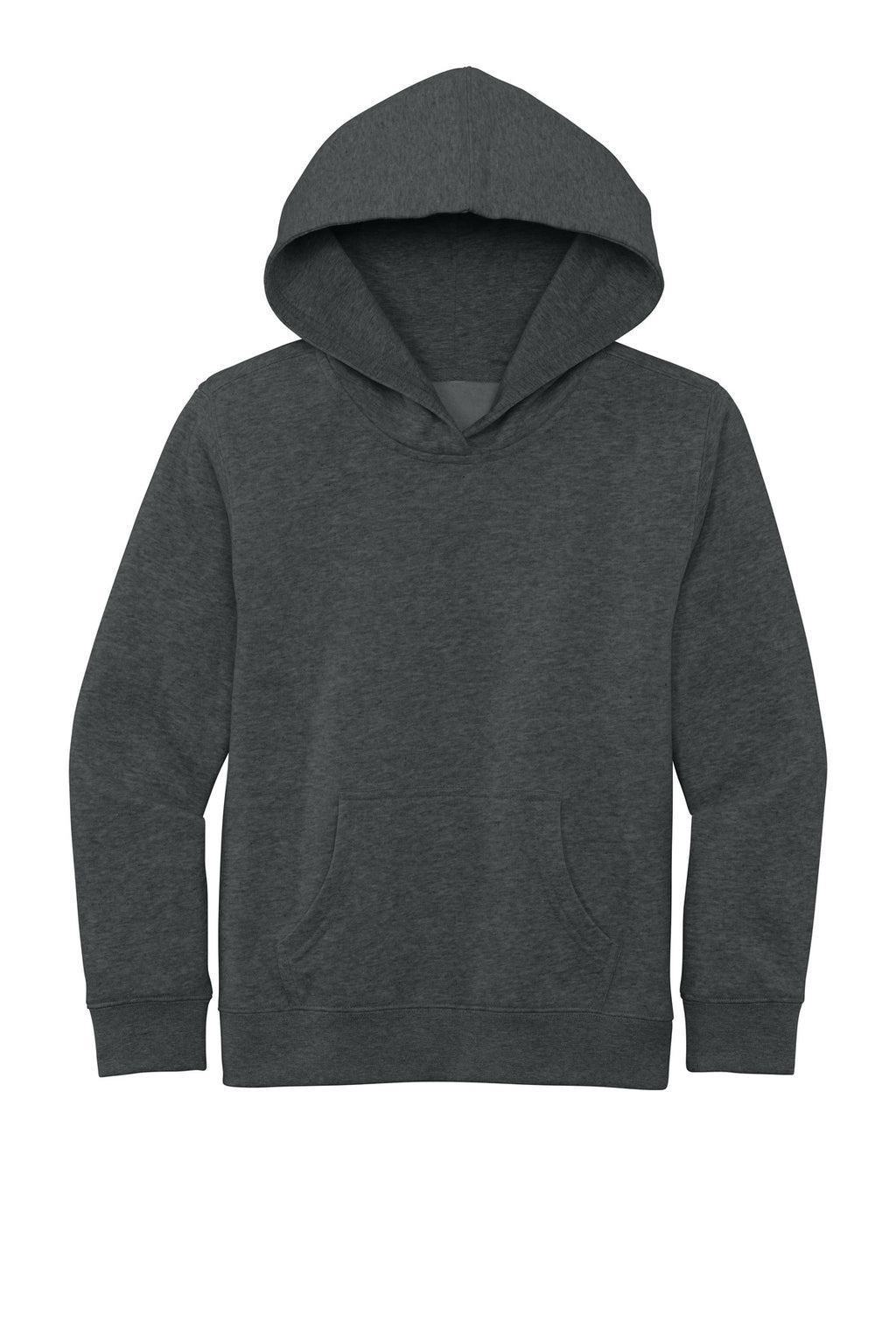 Front View of Hthrd Charcoal District Youth V.I.T. Fleece Hoodie DT6100Y