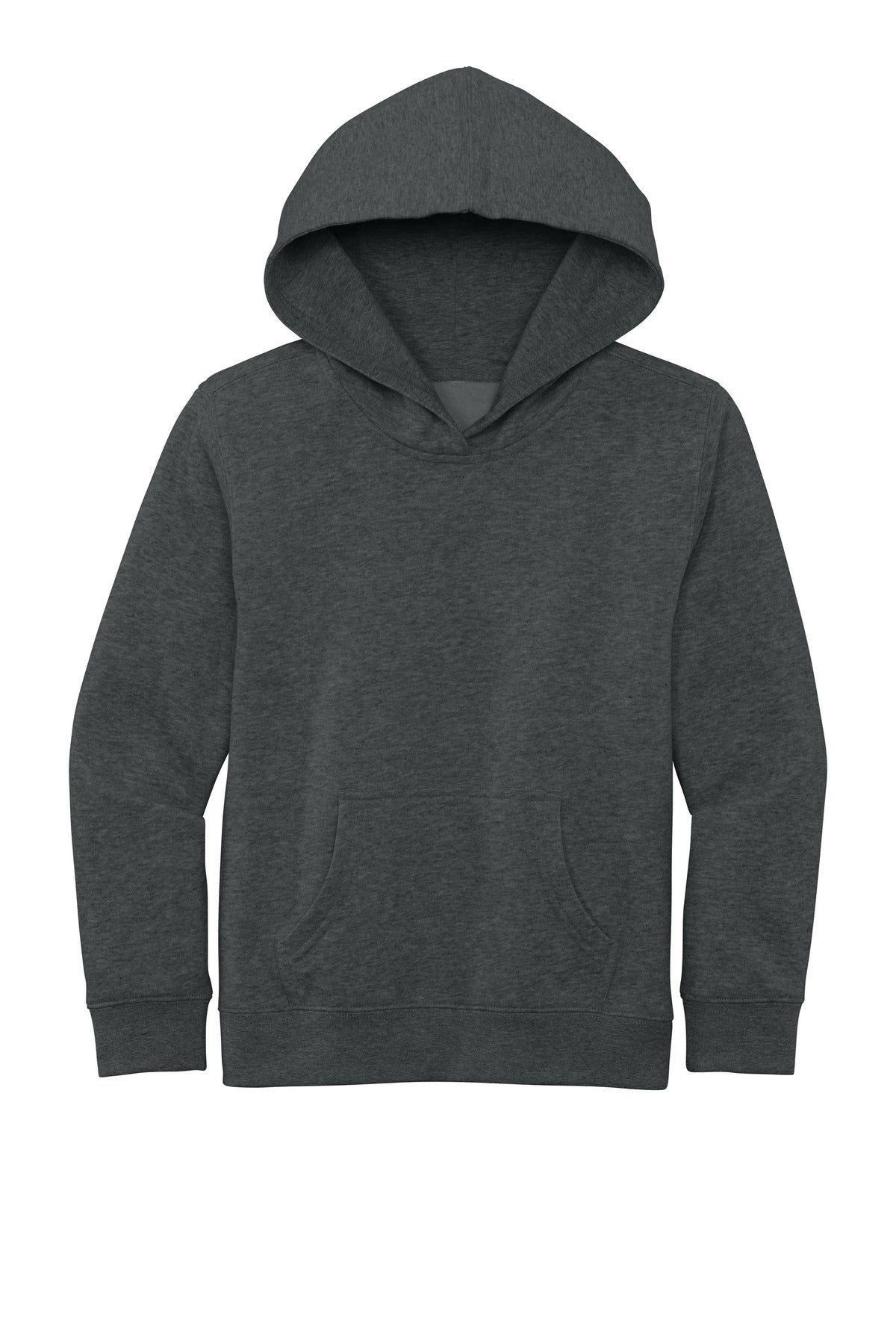 Front View of Hthrd Charcoal District Youth V.I.T. Fleece Hoodie DT6100Y