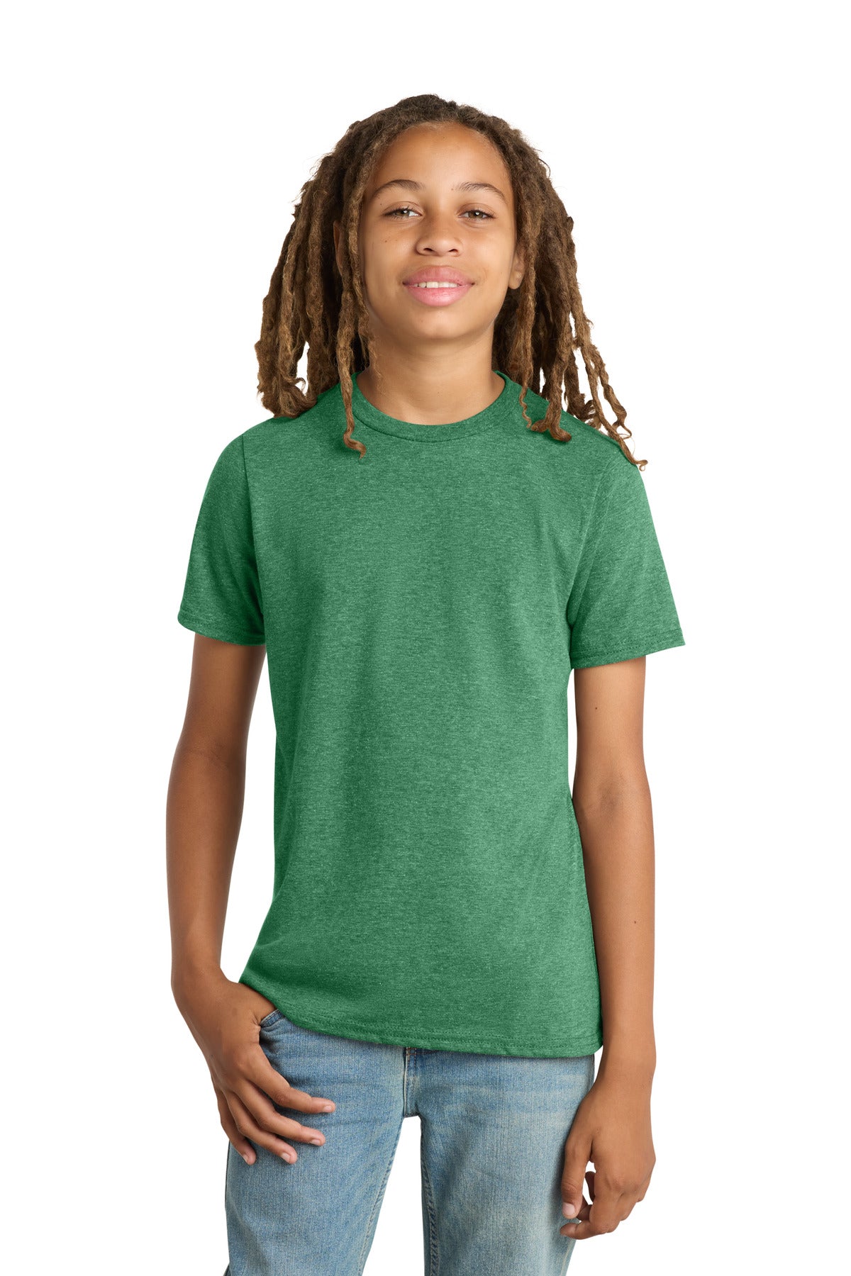 Front View of Hthrd Kelly Gn District Youth Very Important Tee . DT6000Y