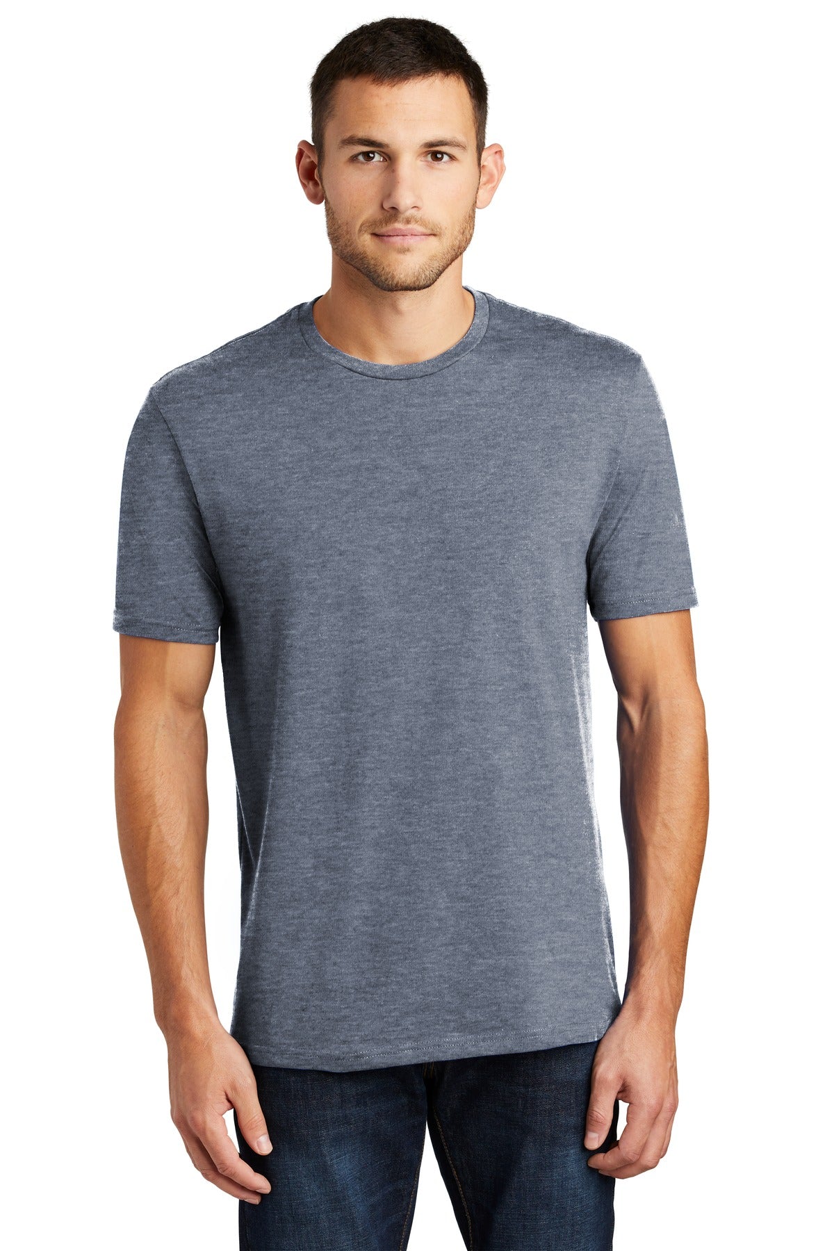 Front View of Hthrd Navy District Perfect Weight Tee. DT104
