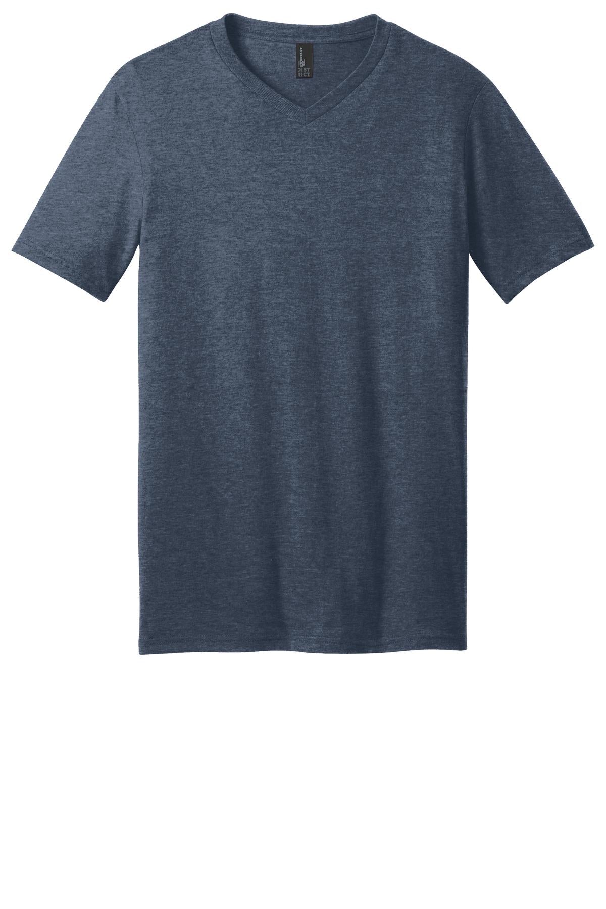 Front View of Hthrd Navy District Very Important Tee V-Neck. DT6500