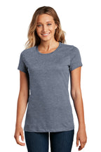 Front View of Hthrd Navy District Women's Perfect Weight Tee. DM104L