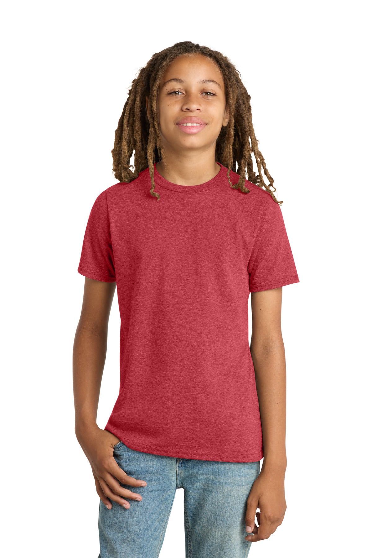Front View of Hthrd Red District Youth Very Important Tee . DT6000Y