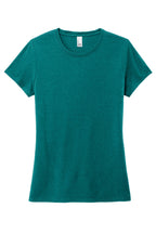Front View of Hthrd Teal District Women's Perfect Tri Tee. DM130L