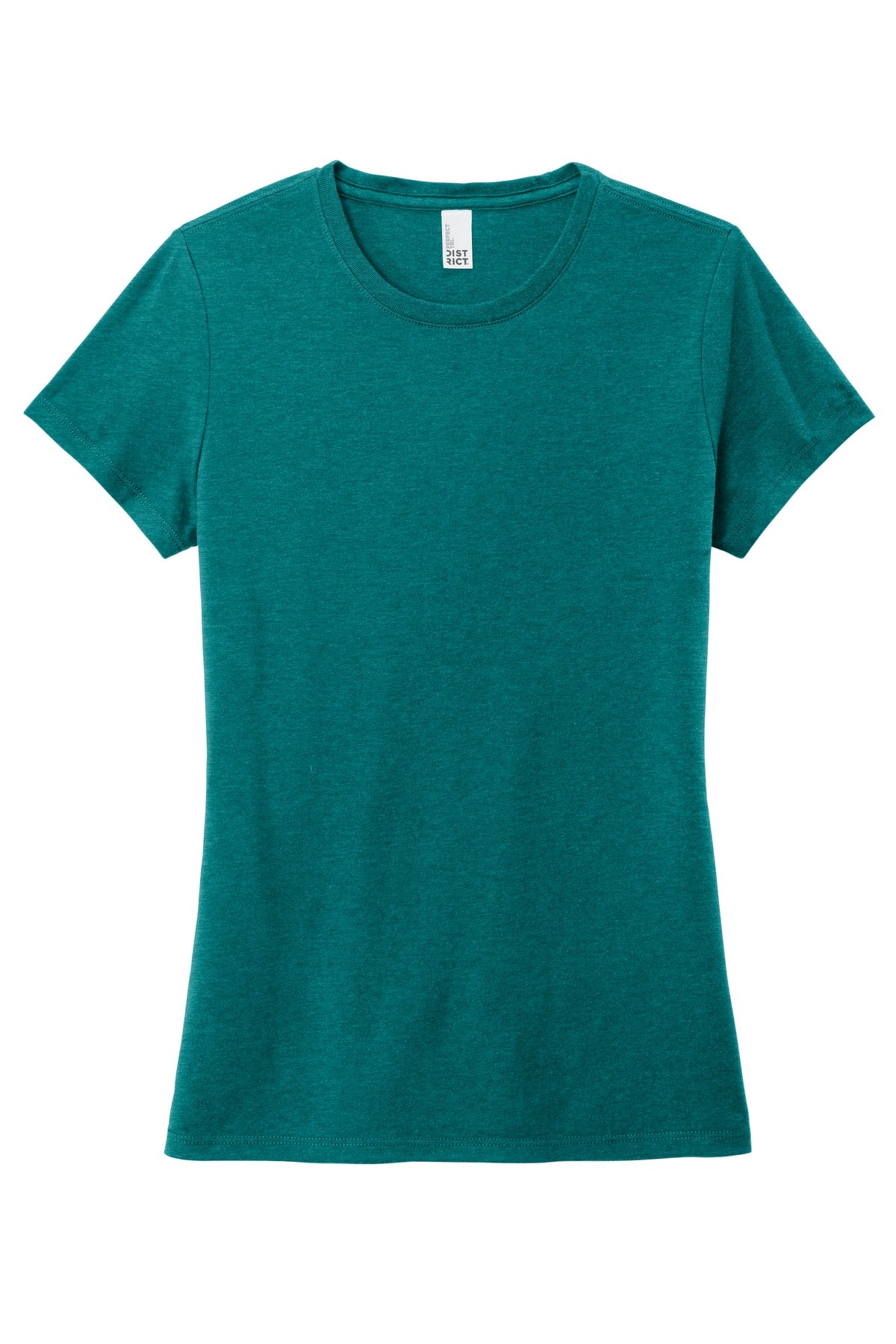 Front View of Hthrd Teal District Women's Perfect Tri Tee. DM130L