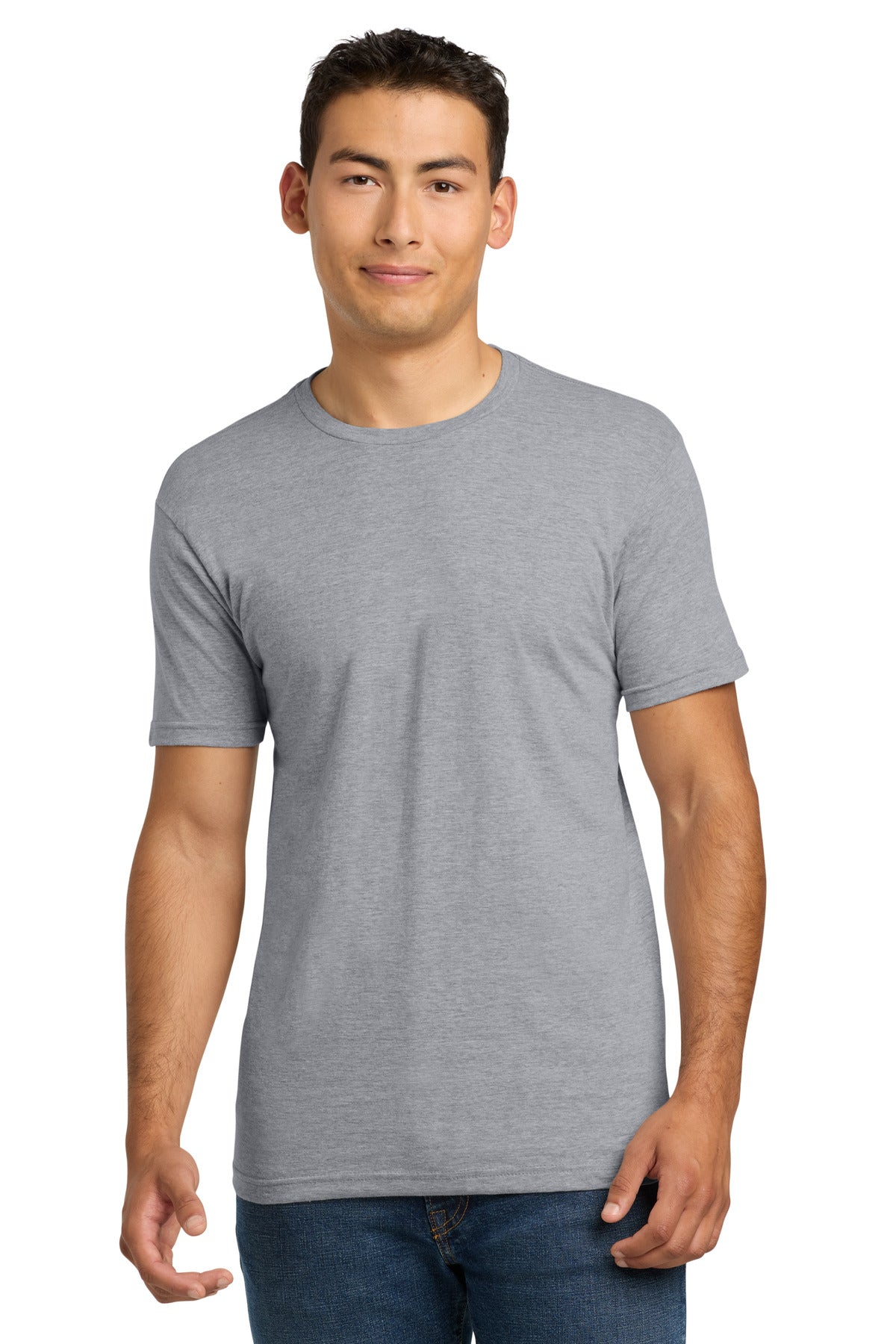 Front View of HthrGray Next Level Apparel Adult Cotton Tee. NL3600