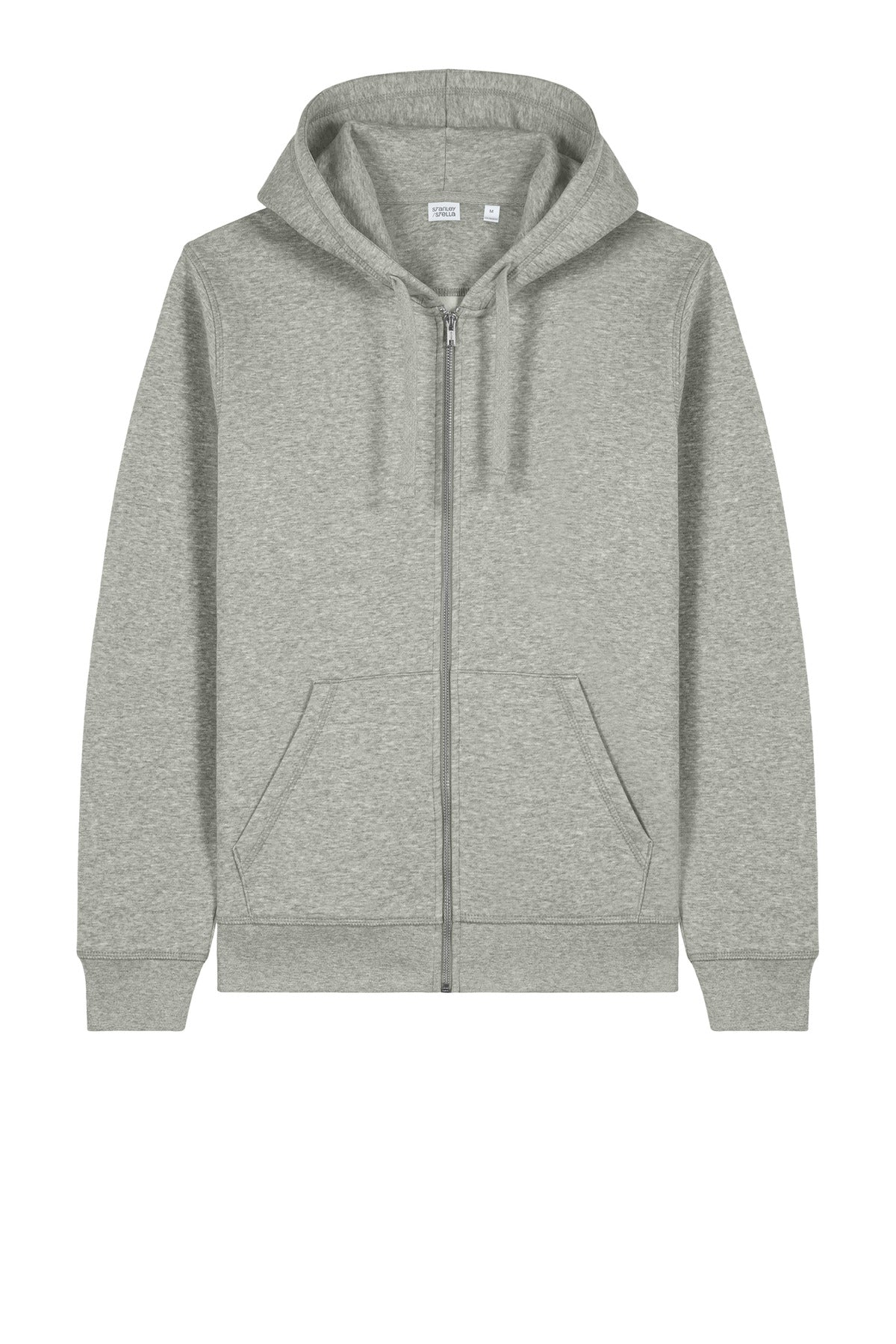 Front View of HthrGrey Stanley/Stella Unisex Mixer Full-Zip Hooded Sweatshirt SXU011