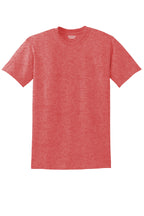 Front View of HtrScarRed Gildan DryBlend 50 Cotton/50 Poly T-Shirt. 8000