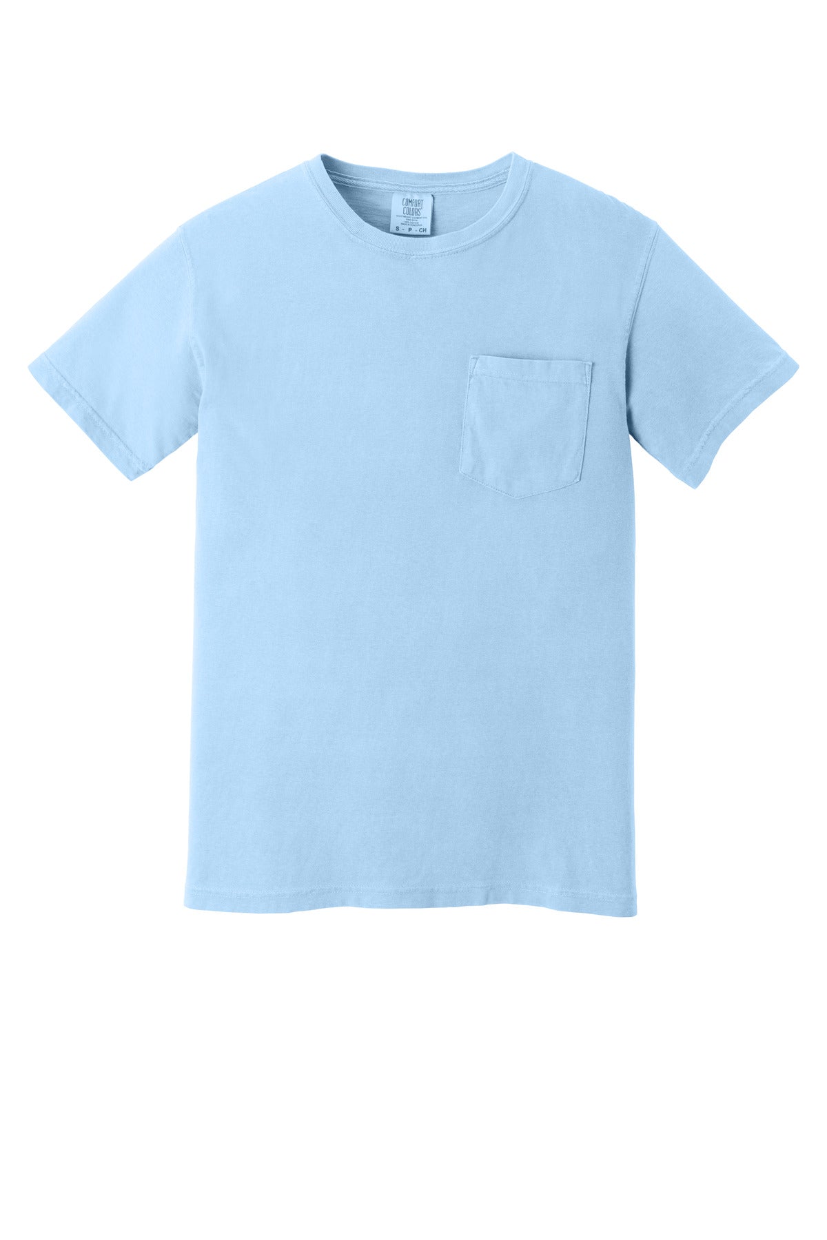 Front View of Hydrangea COMFORT COLORS Heavyweight Ring Spun Pocket Tee. 6030