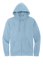 Front View of Ice Blue District V.I.T. Fleece Full-Zip Hoodie DT6102
