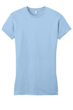 Front View of Ice Blue District Women's Fitted Very Important Tee . DT6001