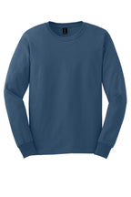 Front View of Indigo Blue Gildan - Ultra Cotton 100% US Cotton Long Sleeve T-Shirt. G2400