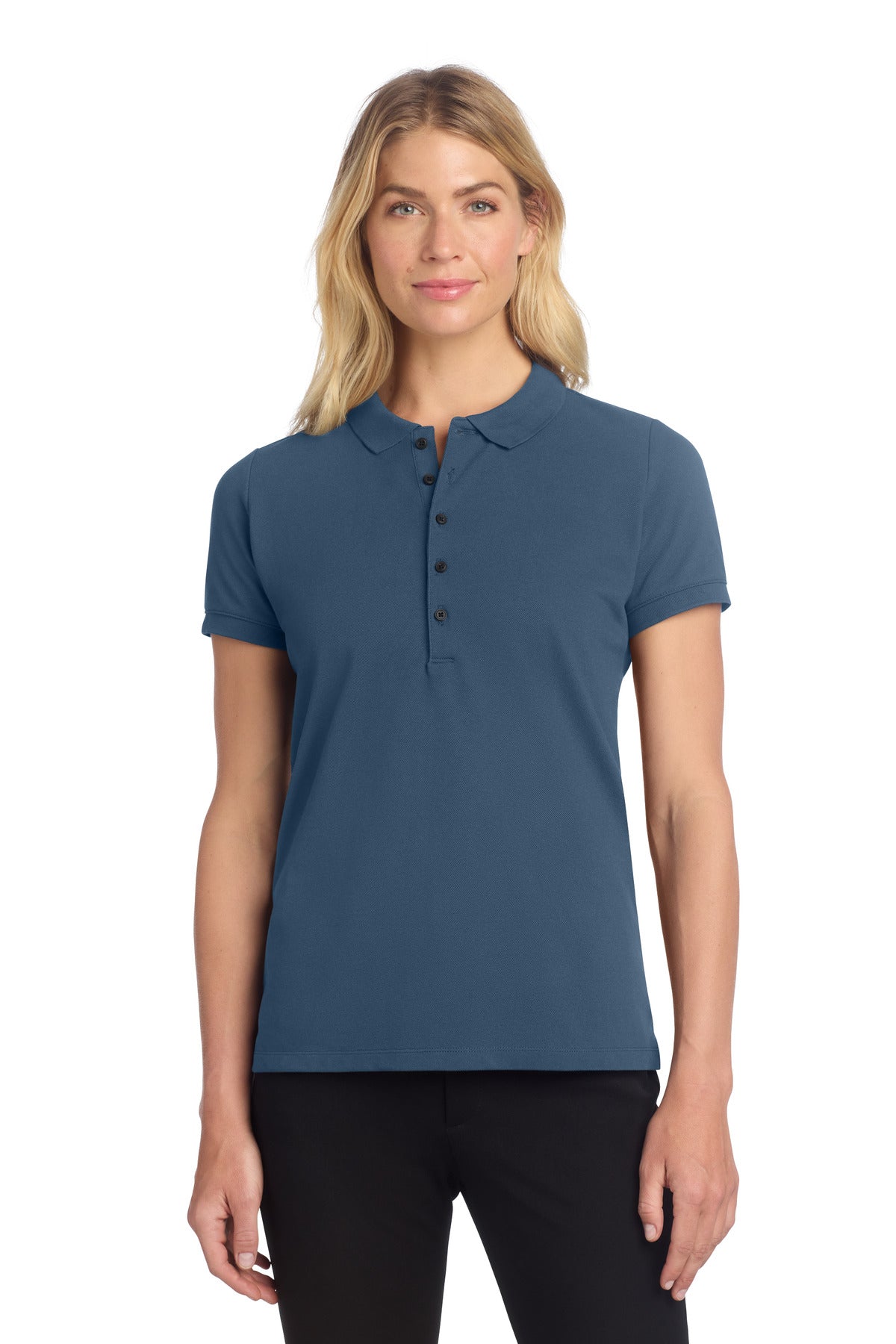 Front View of InsBlue Mercer+Mettle Women's Stretch Heavyweight Pique Polo MM1001