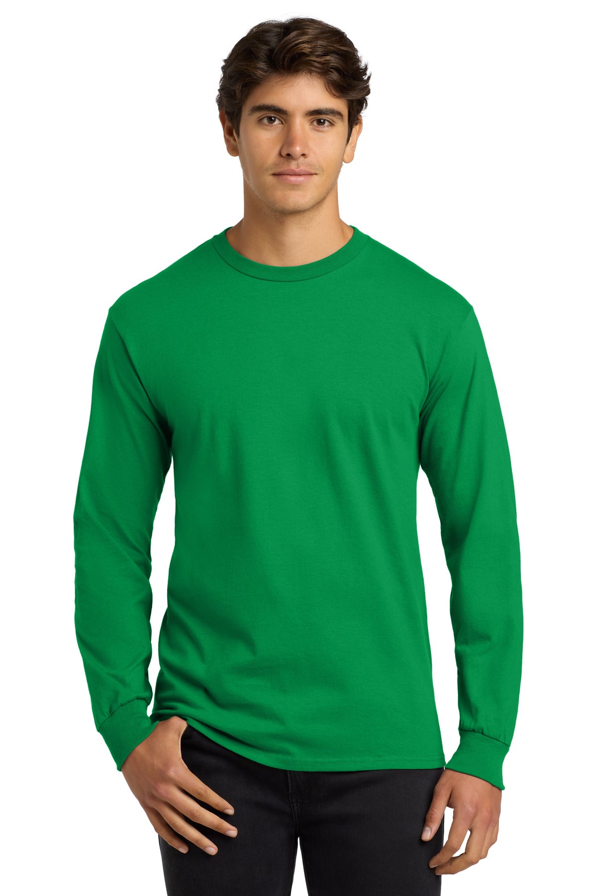 Front View of Irish Green Gildan - Ultra Cotton 100% US Cotton Long Sleeve T-Shirt. G2400