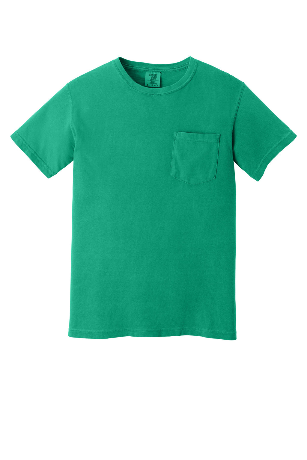 Front View of IslandGrn COMFORT COLORS Heavyweight Ring Spun Pocket Tee. 6030