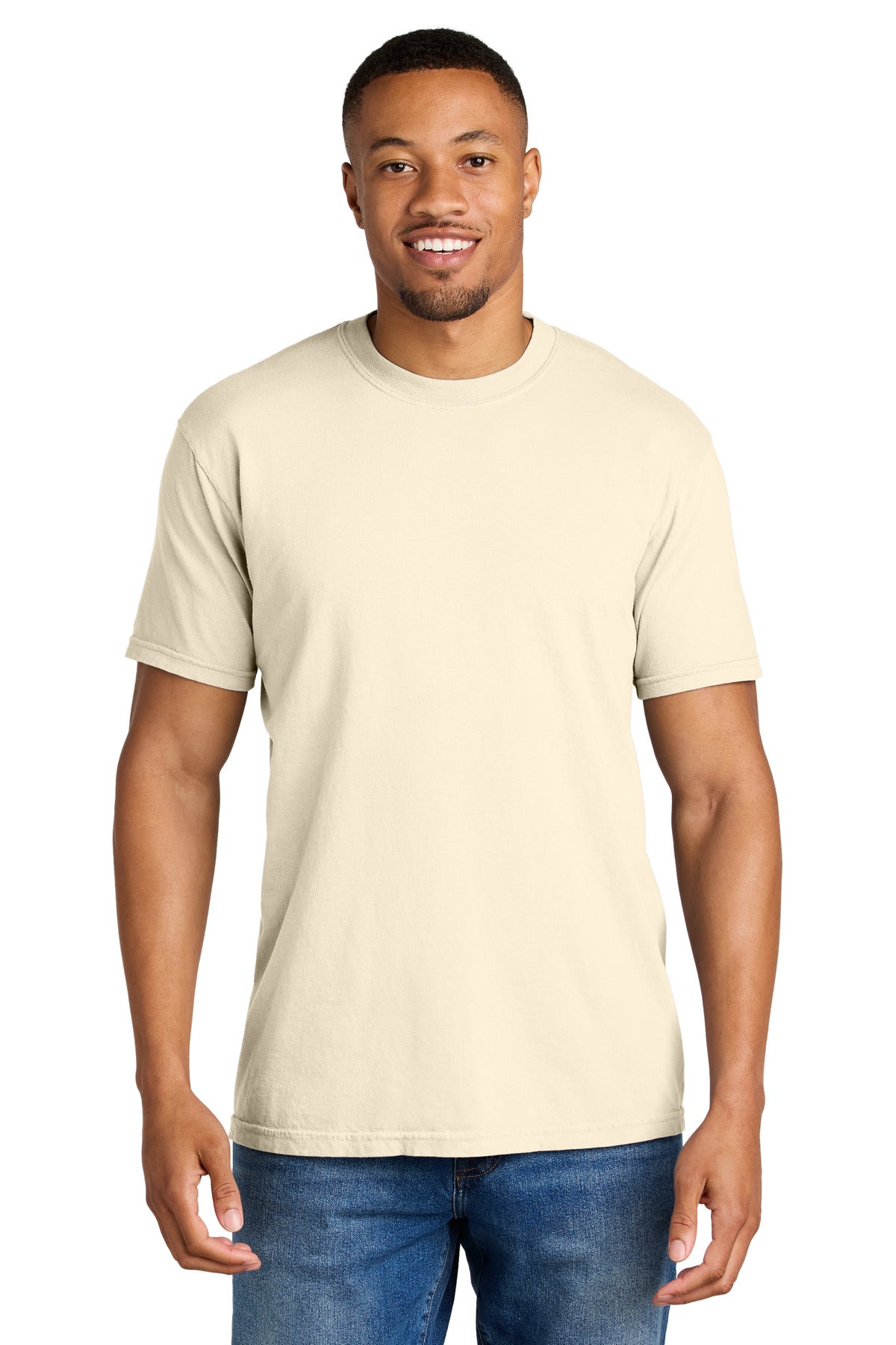 Front View of Ivory COMFORT COLORS Heavyweight Ring Spun Tee. 1717