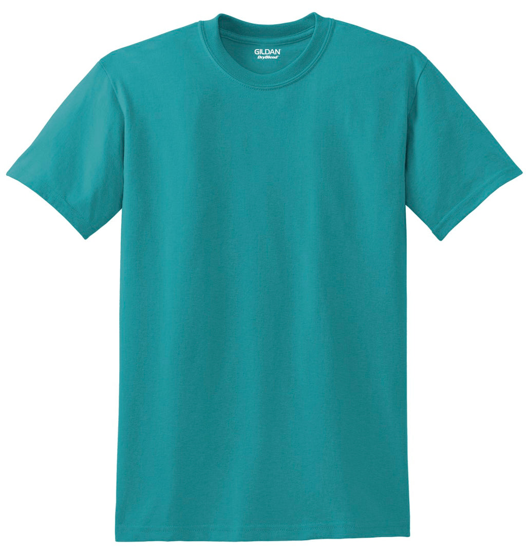 Front View of Jade Dome Gildan DryBlend 50 Cotton/50 Poly T-Shirt. 8000