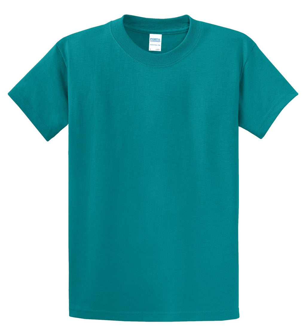 Front View of Jade Green Port & Co Essential Tee. PC61