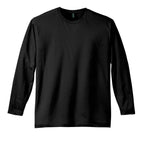 Front View of Jet Black District Perfect Weight Long Sleeve Tee. DT105
