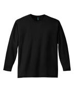 Front View of Jet Black District Perfect Weight Long Sleeve Tee. DT105