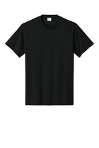 Front View of Jet Black Port & Co Core Cotton Tee. PC54