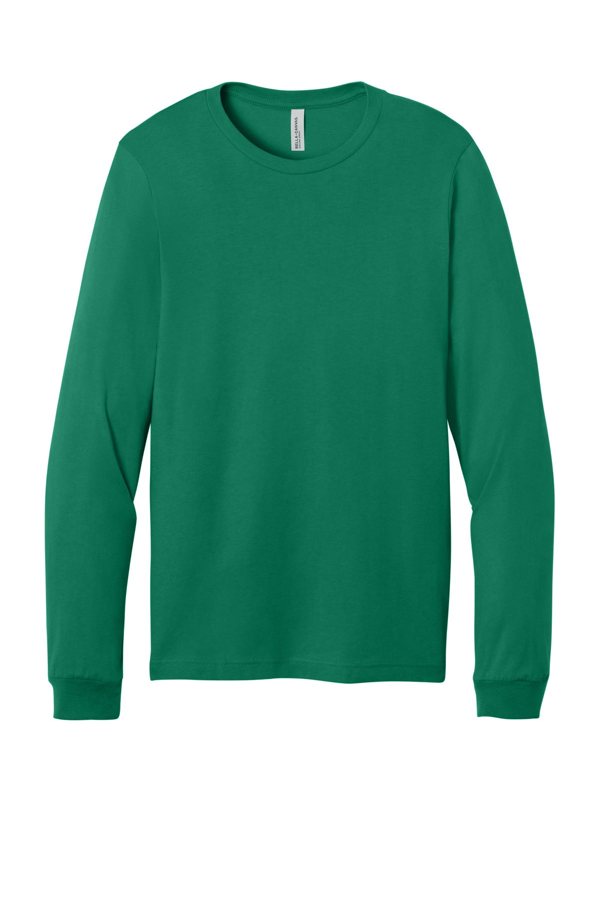Front View of Kelly BELLA+CANVAS Unisex Jersey Long Sleeve Tee. BC3501