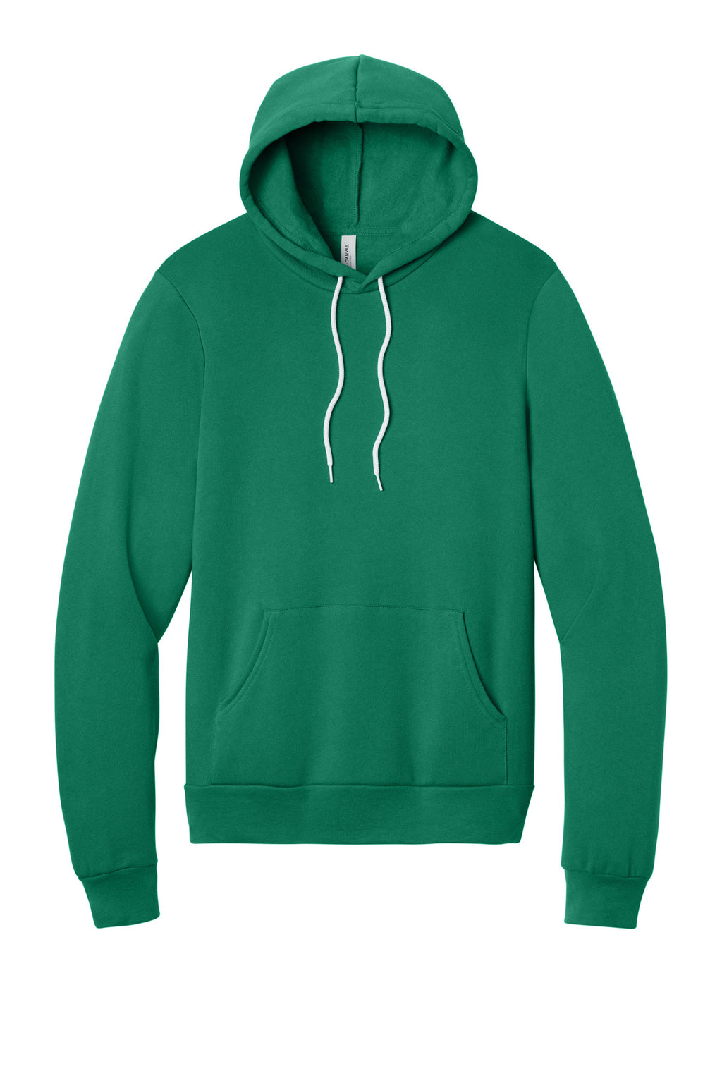 Front View of Kelly BELLA+CANVAS Unisex Sponge Fleece Pullover Hoodie. BC3719