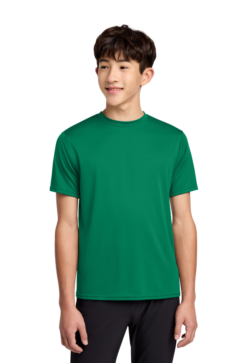 Front View of Kelly Port & Co Youth Performance Tee. PC380Y