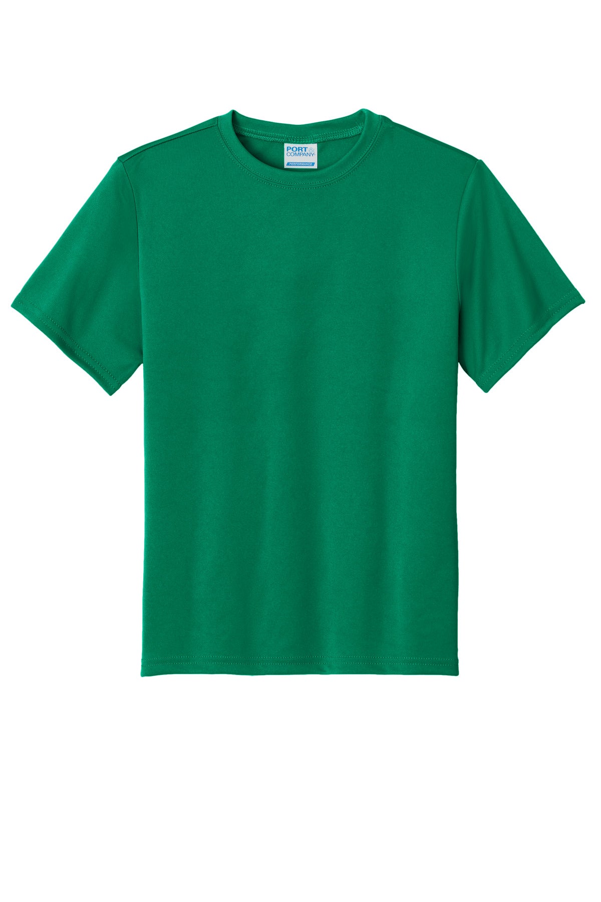 Front View of Kelly Port & Co Youth Performance Tee. PC380Y