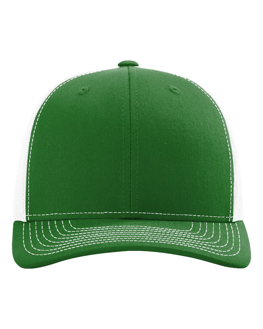 Front View of Kelly/ White Snapback Trucker Cap - 112