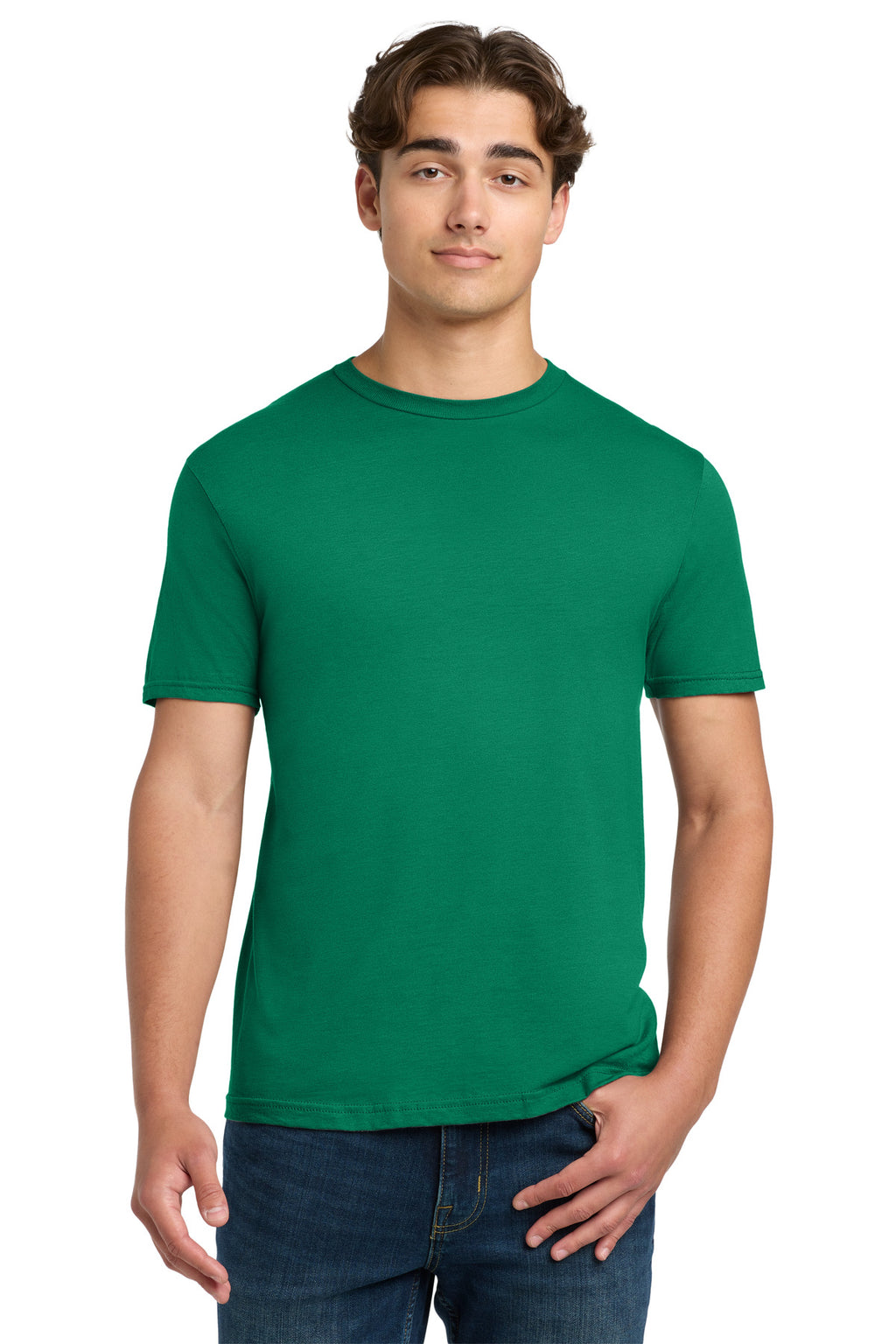 Front View of KellyGreen Gildan Softstyle T-Shirt. 64000