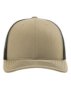 Front View of Khaki/ Coffee Snapback Trucker Cap - 112