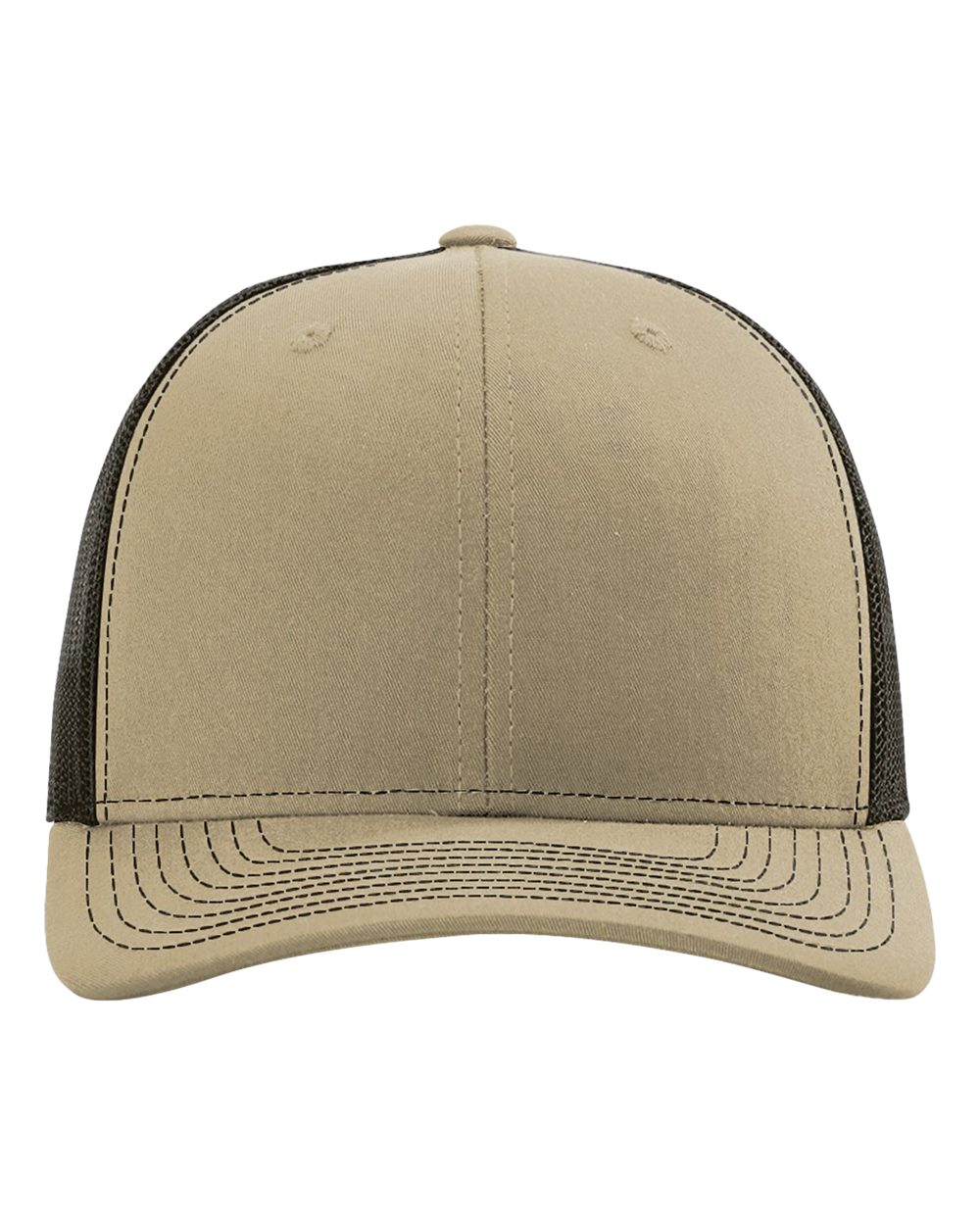 Front View of Khaki/ Coffee Snapback Trucker Cap - 112