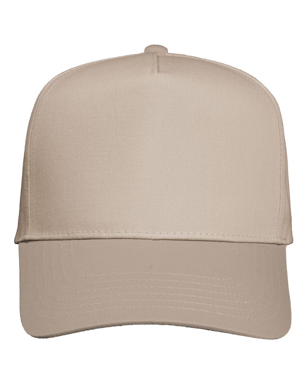 Front View of Khaki Five-Panel Twill Cap - 8869