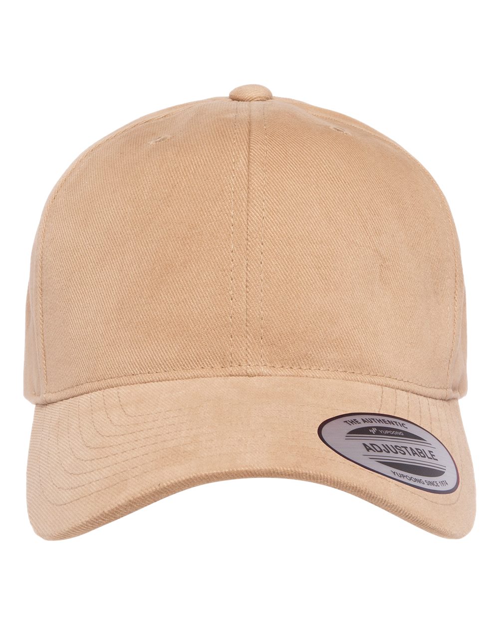 Front View of Khaki Structured Brushed Twill Cap - 6363V
