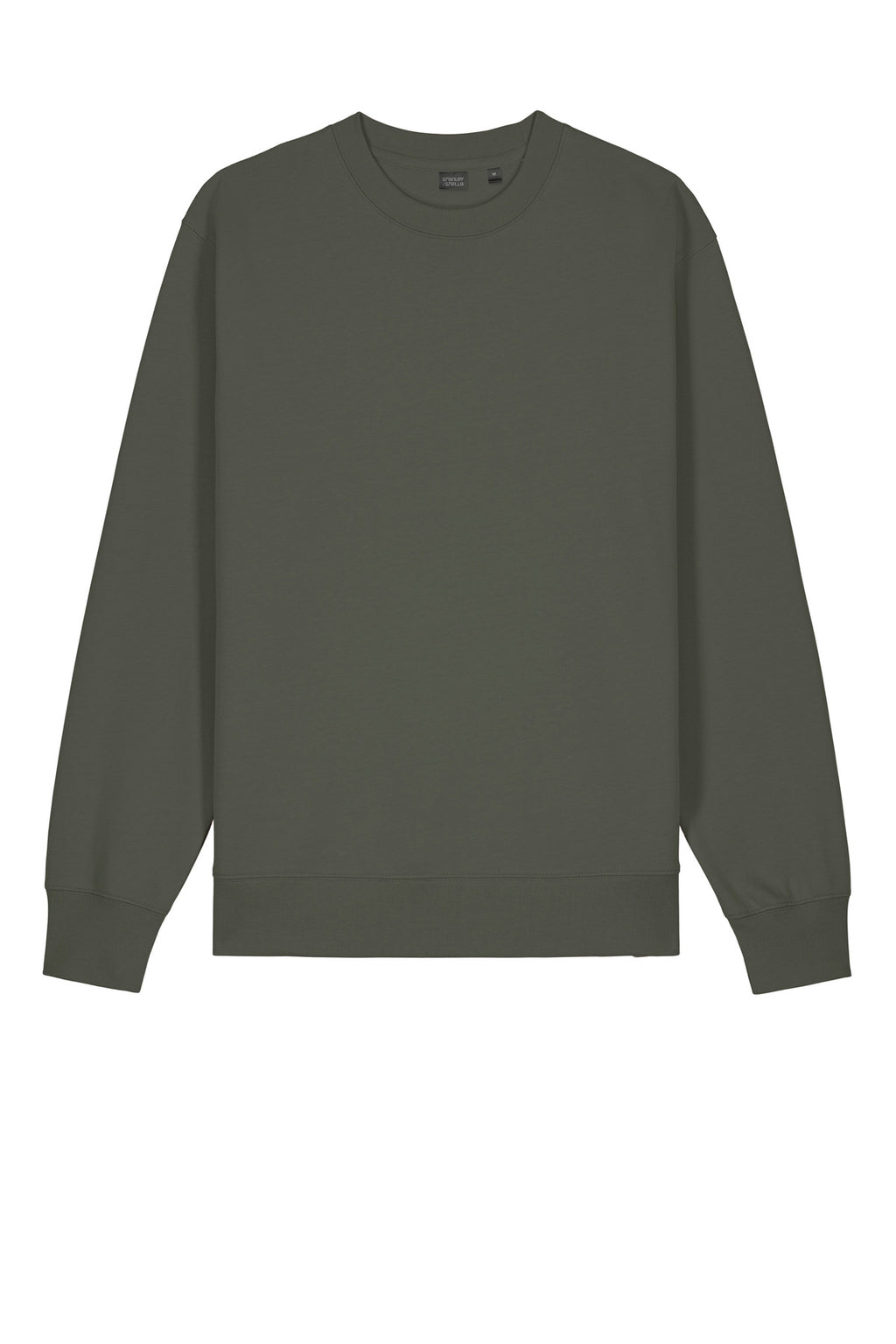 Front View of KhakiGreen Stanley/Stella Unisex Changer 2.0 Crewneck Sweatshirt SXU004