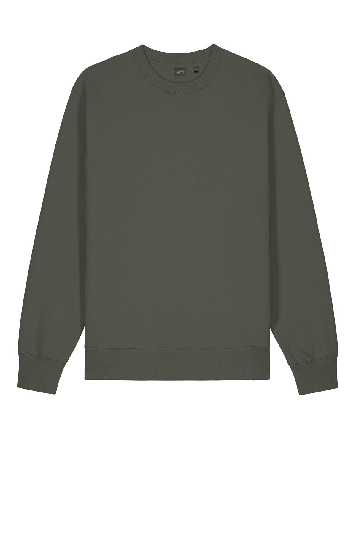 Front View of KhakiGreen Stanley/Stella Unisex Changer 2.0 Crewneck Sweatshirt SXU004