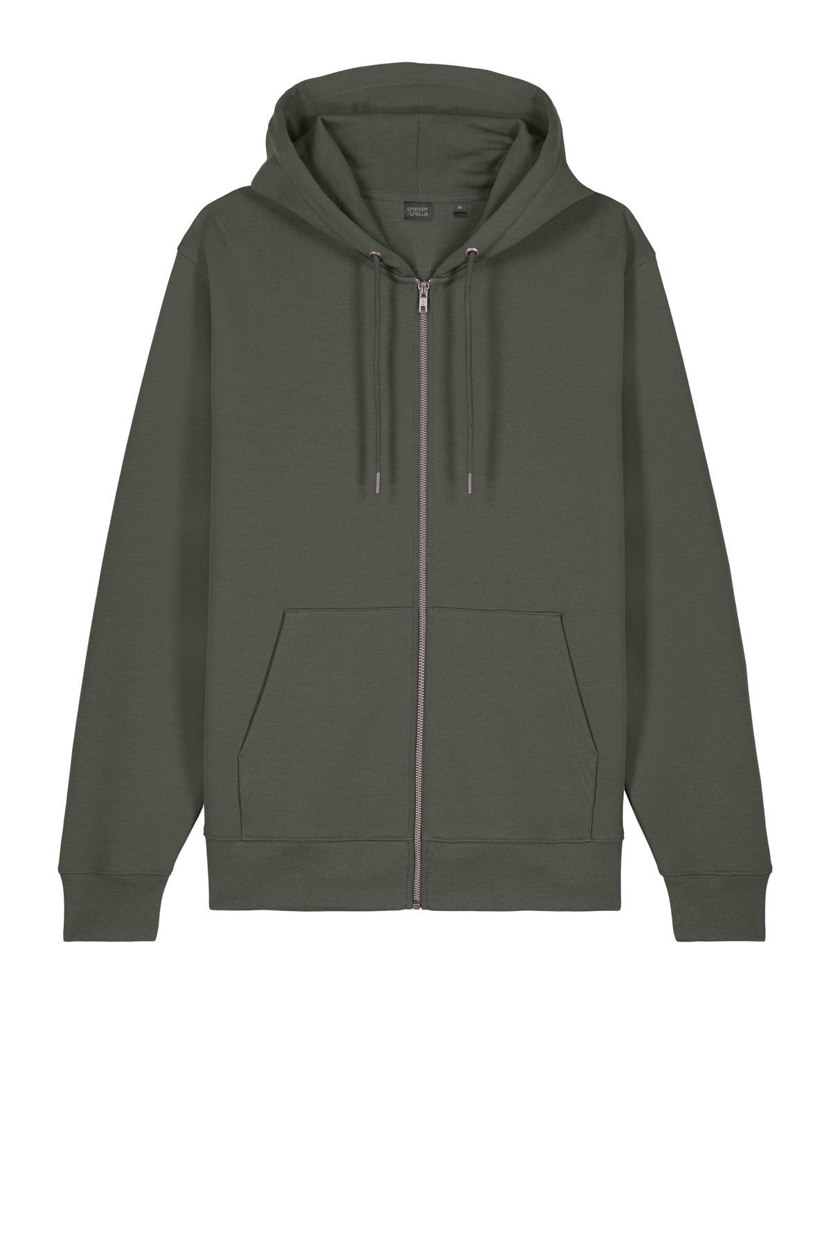 Front View of KhakiGreen Stanley/Stella Unisex Cultivator 2.0 Full-Zip Hooded Sweatshirt SXU005
