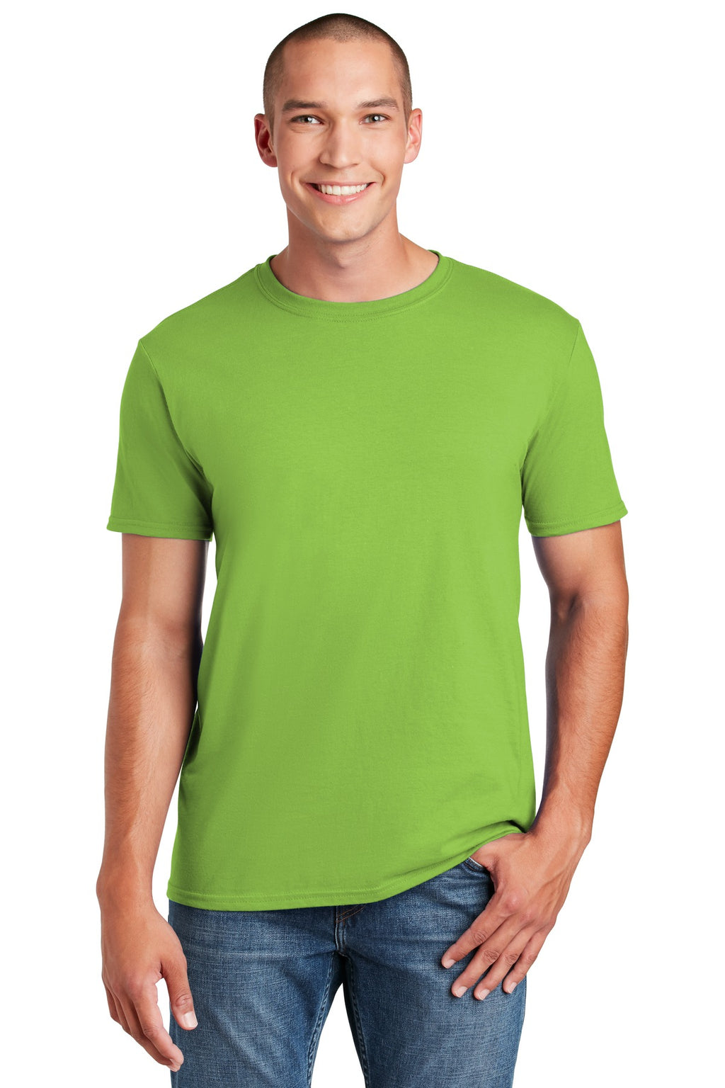 Front View of Kiwi Gildan Softstyle T-Shirt. 64000