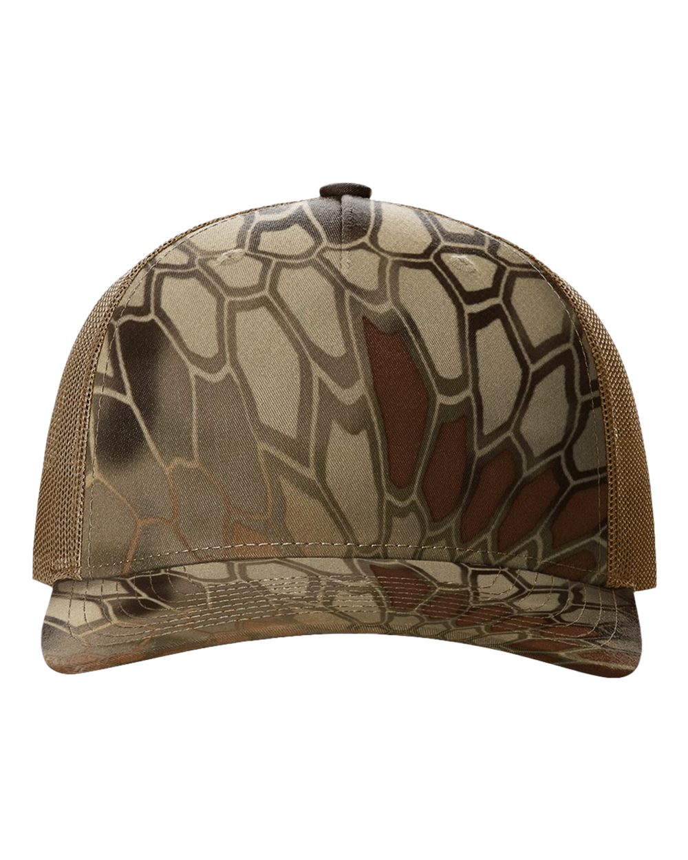 Front View of Kryptek Highlander/ Buck Five-Panel Printed Trucker Cap - 112PFP