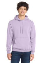 Front View of Lavender Port & Co Core Fleece Pullover Hooded Sweatshirt. PC78H
