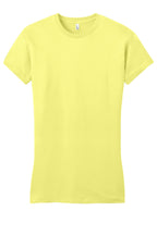 Front View of Lemon Yellow District Women's Fitted Very Important Tee . DT6001