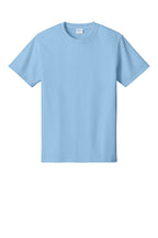 Front View of Light Blue Port & Co Core Cotton Tee. PC54