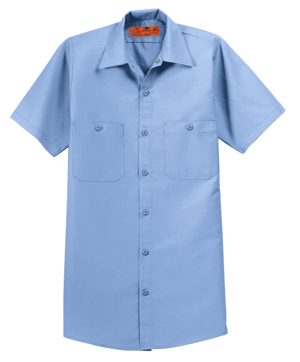 Front View of Light Blue Red Kap Short Sleeve Industrial Work Shirt. SP24
